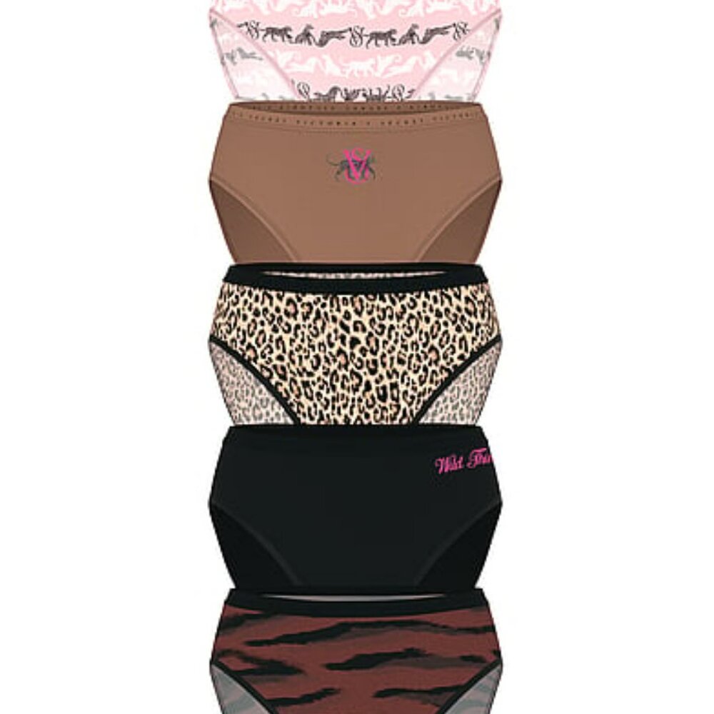 💗NWT! Comfy & Cute Victoria's Secret 5-Pk Stretch Cotton High-Leg Brief Panties